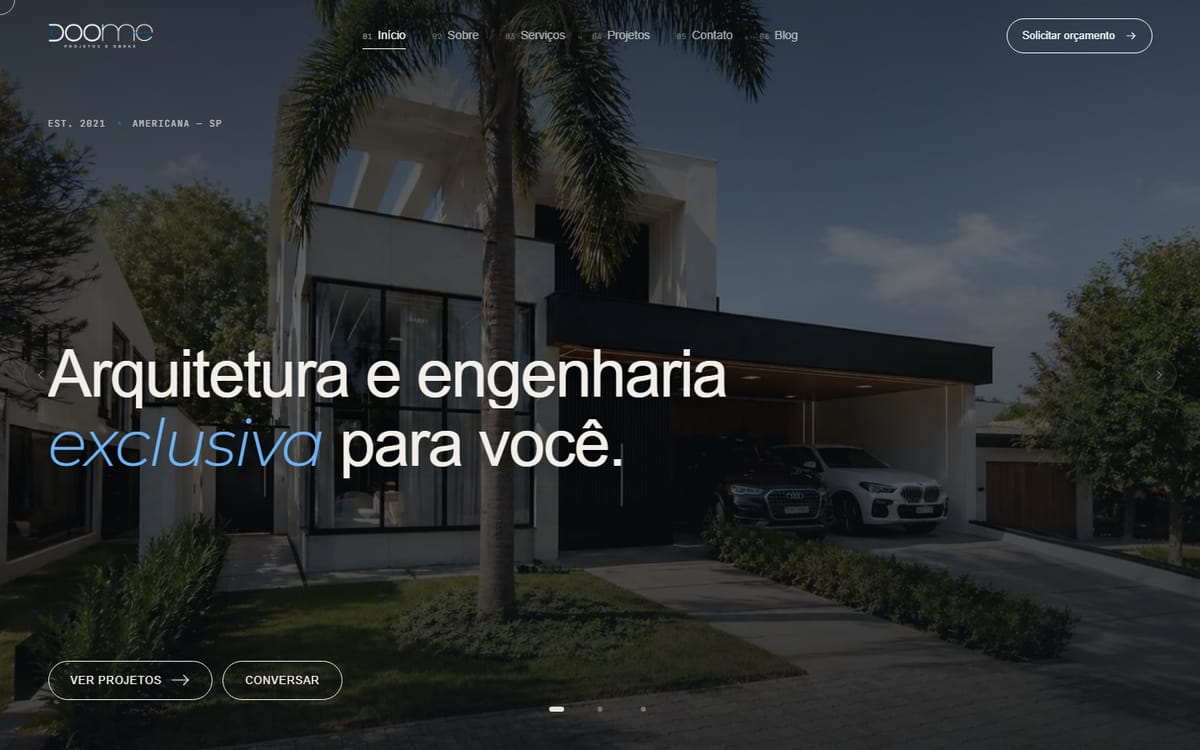 Prévia do site da DOOME Projetos e Obras
