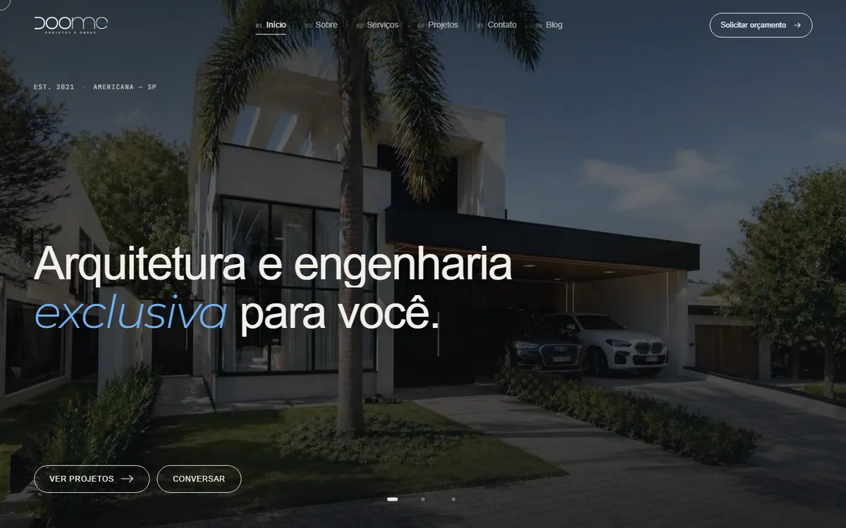 Página da DOOME, empresa de construção