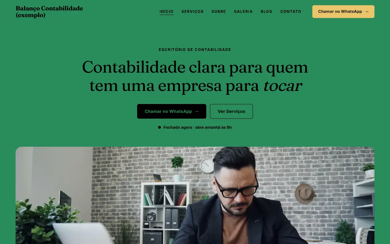Template Balanço, estilo Firma, numa empresa de exemplo (escritório de contabilidade)
